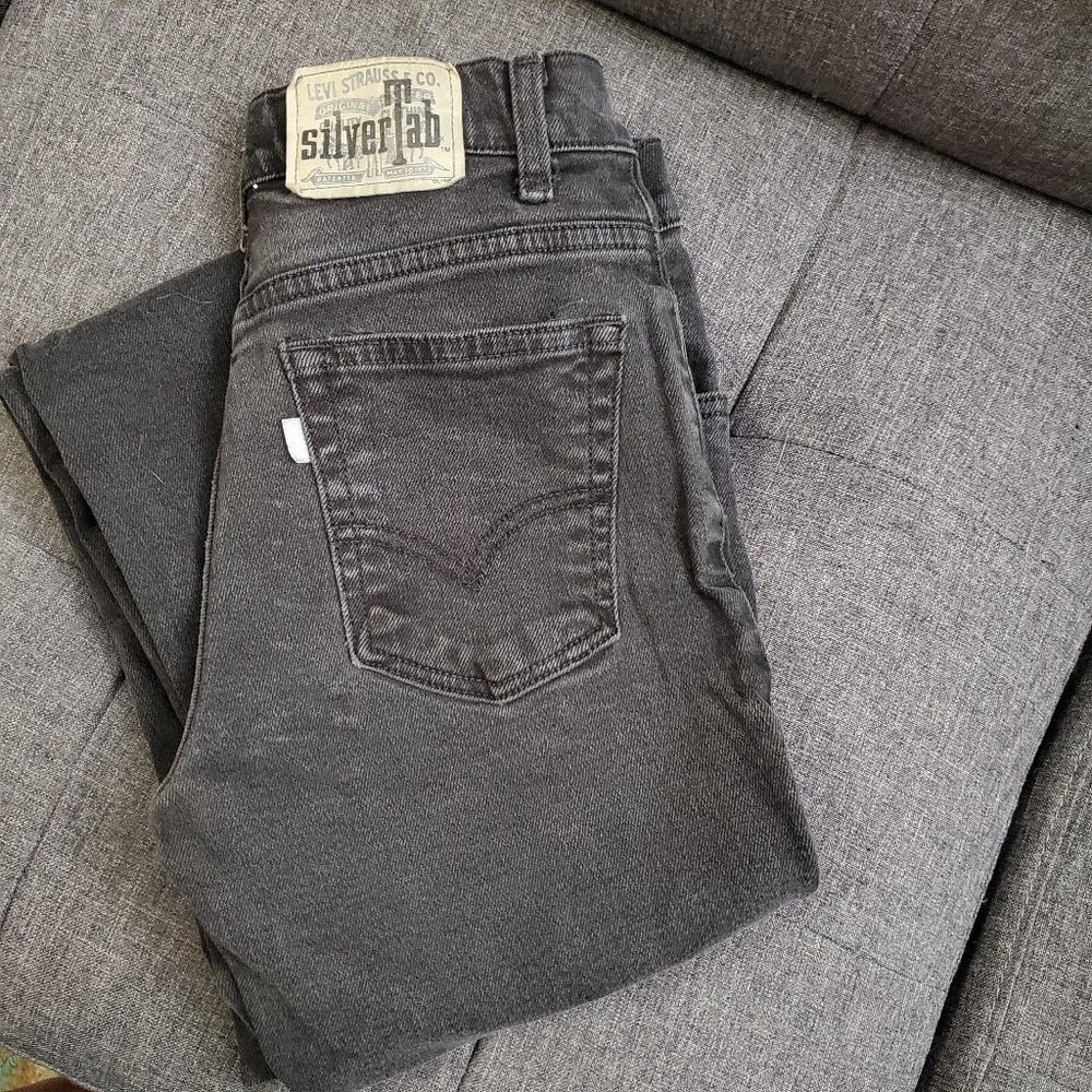 Levis Vintage SilverTab Womens Jeans Sz 5/6 Hip Hugs Faded Black